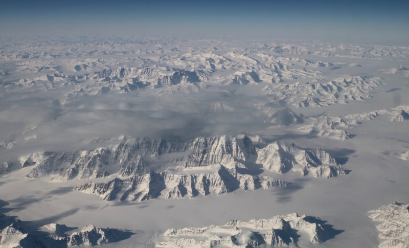 Greenland’s ice sheet from 40,000 feet. Photo: NASA